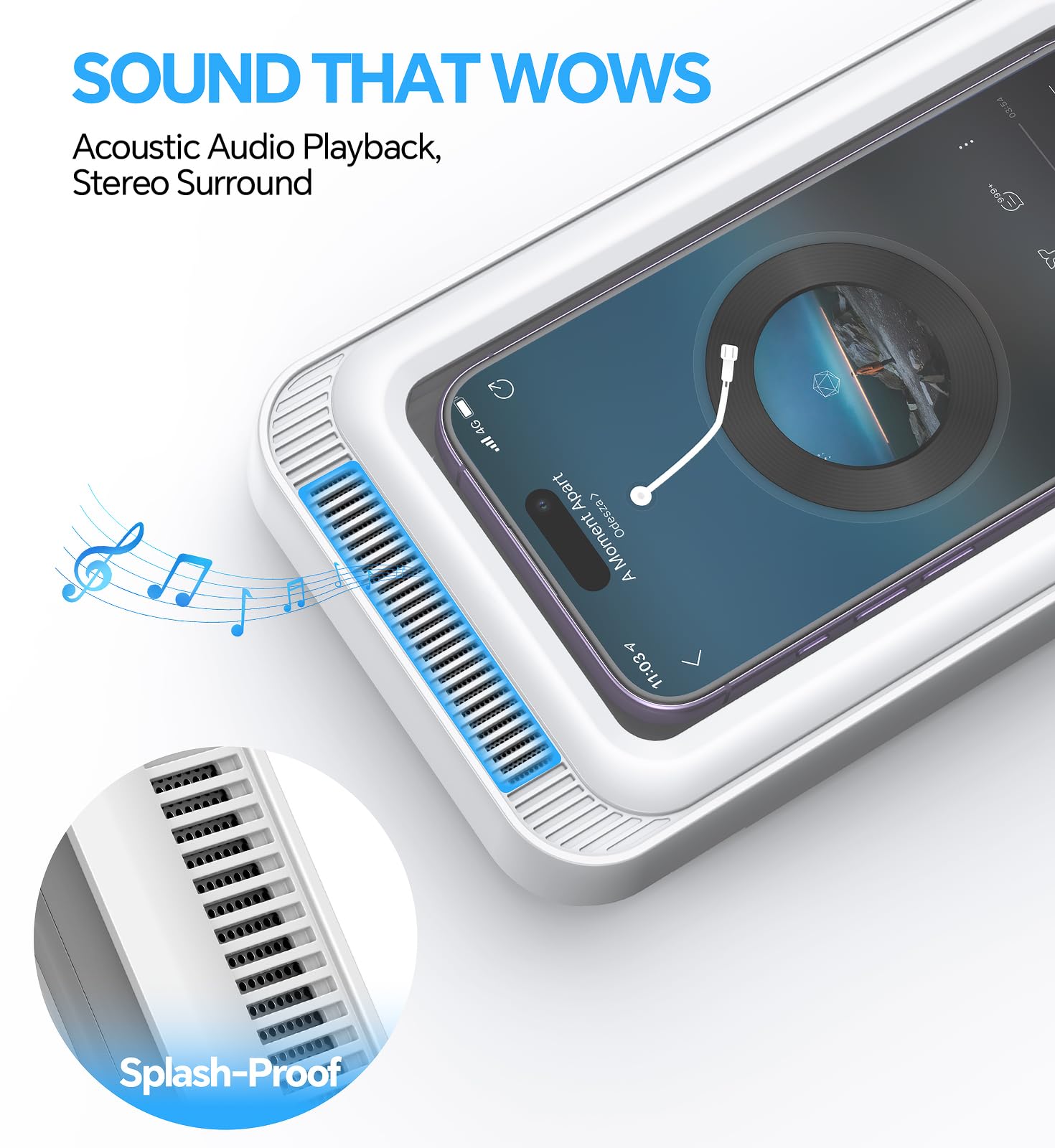 Coolpow Funda Impermeable Móvil para Ducha Soporte de Pared de Móvil para Ducha【480° Ajustable】 Soporte Movil Pared con Pantalla Táctil HD para Baño Cocina se Adapta a Teléfonos de 4-6.7“Smartphone