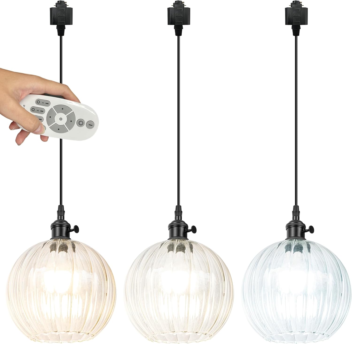 Kiven H-Type Track Lighting Pendants,Dimmable Modern h Track Pendant Lights with Art Glass Lampsade,Decorative Track Lighting Fixture for Kitchen Island Hallway TB3604