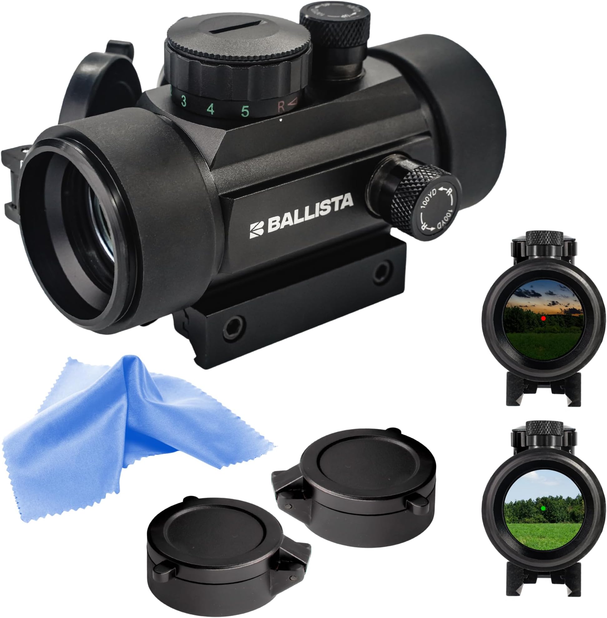 BALLISTA 1x 30mm Tactical Reflex Green Red Dot Sight Optic with 20mm/11mm Rail Mount for Hunting Shooting, Battery Included