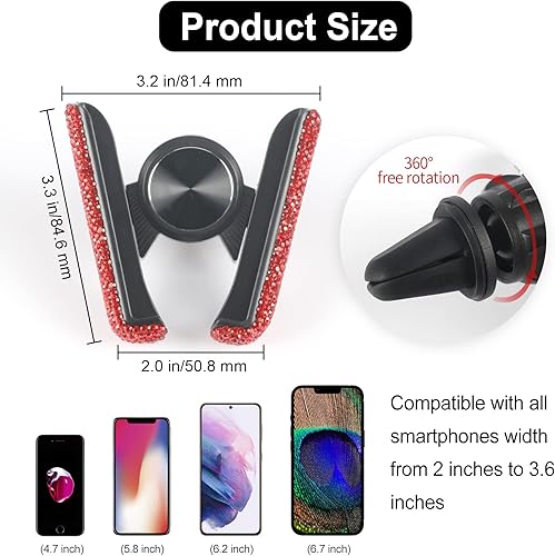 Miniatura 8 de Amiss Bling - Soporte universal para teléfono celular, soporte universal de teléfono ajustable en 360 con una base de ventilación más, decoración