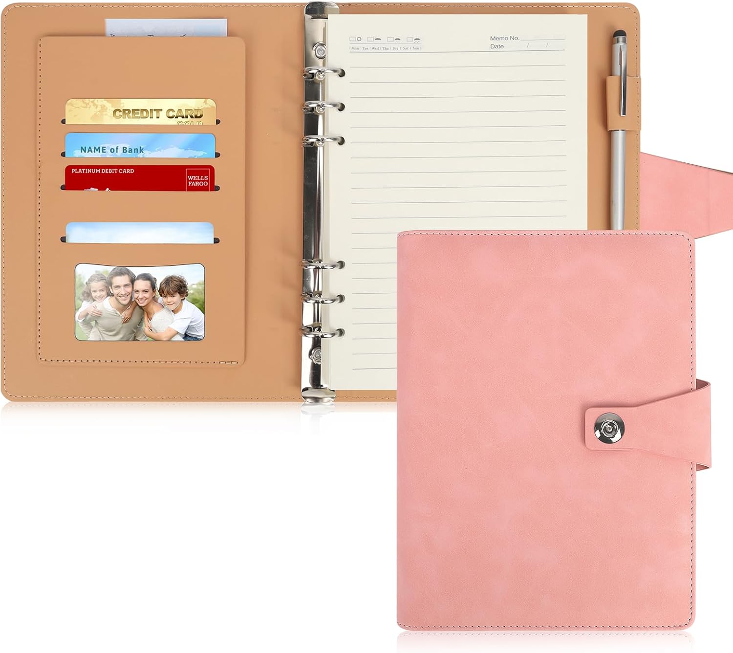 FYY Leather A5 Ring Binder Notebook, 6 Ring A5 Binder with A5 Refill