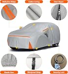Car Cover for 2016-2026 Nissan Kicks, Waterproof Custom-fit All Weather Sun Rain UV Dust Snow Protection Outdoor Kicks Full Car Cover with Door Zipper and Cotton Lining-Grey