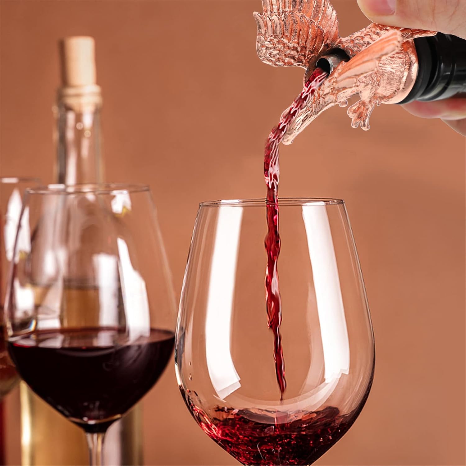 1pc Wine Pourer Beverage Bottle Pourer Metal Wine Stopper Wine Needle Pourer Pourers Wine Air Aerator Wine Cork Pourer Chamber Pourer Skull Decanter Vintage Zinc Alloy Spout