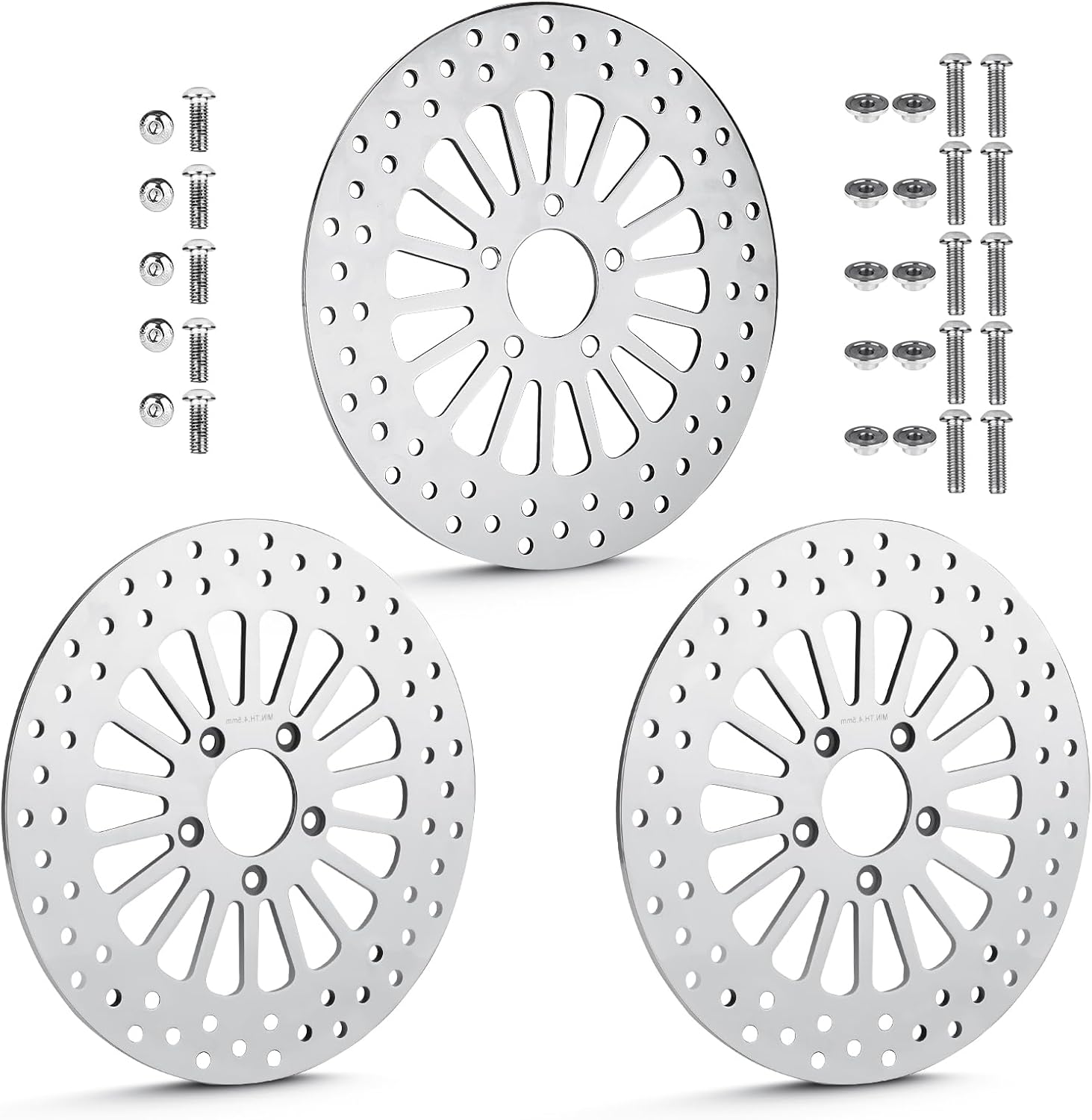 11.8" Front & Rear Brake Rotors w/Bolts Fit for Harley Electra Glide/Road King/Street Glide/Road Glide 2008 2009 2010 2011 2012 2013 2014 2015 2016 2017 2018 2019 2020 2021 2022-3 Pc Polished