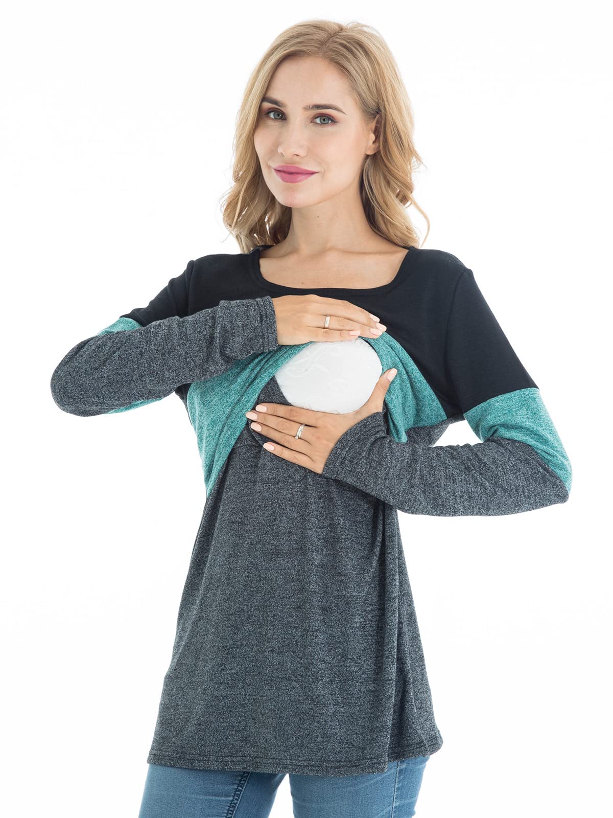 Paquete de 3 camisetas de maternidad de manga larga para lactancia