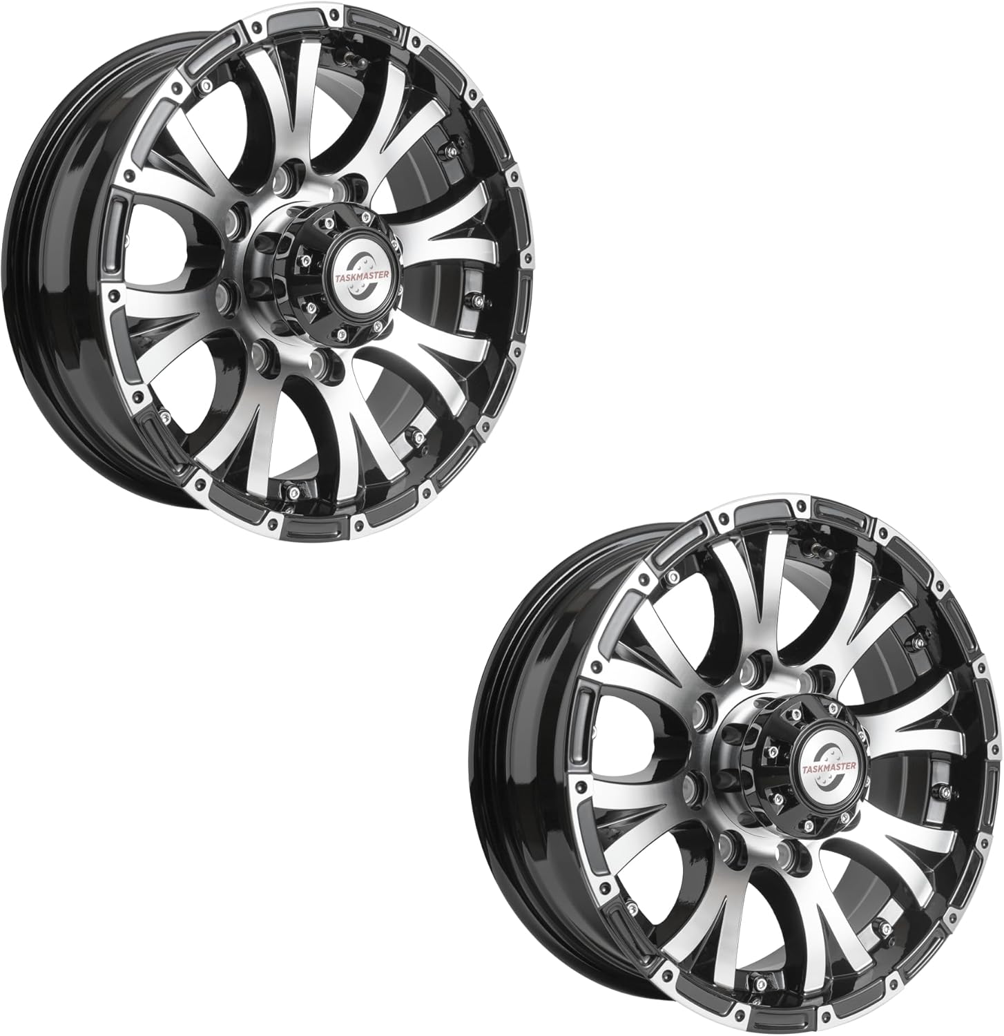 Taskmaster 2-Pack Viking Series 16x6 8x6.5 Black Machined Lip and Face Aluminum Trailer Wheel Rim