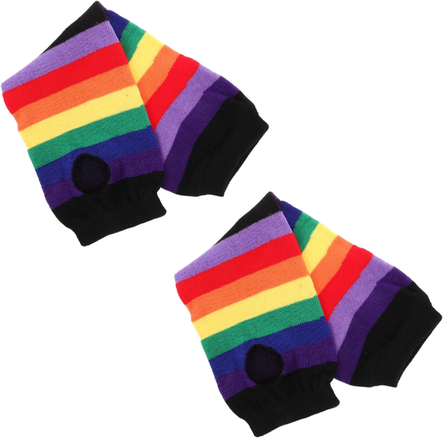 NOLITOY 1pair Fingerless Gloves for Women Striped Arm Warmers Comfortable Gloves Thumb for Parties and Festive Occasions