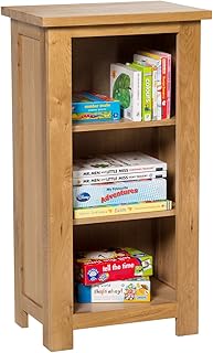 Hallowood Furniture Waverly Oak Small Bookcase in Light Oak Finish – Book Shelf For Living Room & Hallway with 2 Adjustable Shelves – Freestanding Kids Bookshelf Side Cabinet – Storage Office Rack