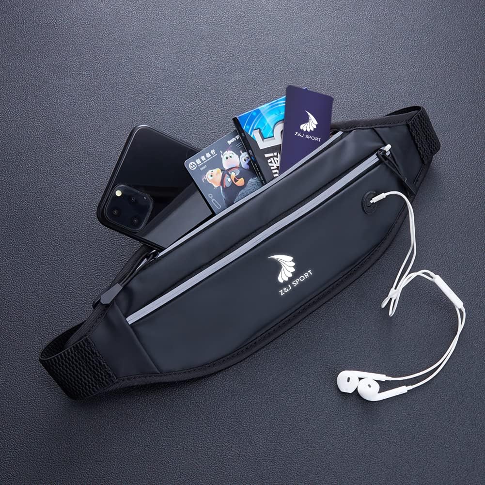 Z&J SPORT PU Leather Waterproof waist bag/Double Pocket Waist bag/with Reflective Strap and Logo for Outdoor activities for Sailing, Cycling, Boating, Kayaking, Paddling, Surfing, Hiking (Black)