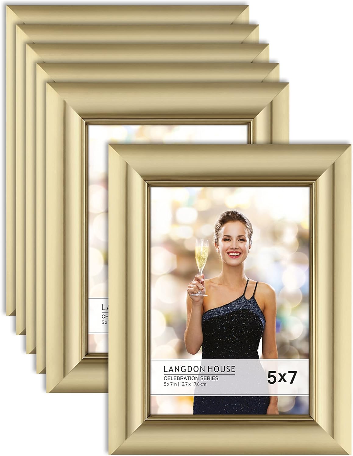 Buy Langdon House 5x7 Picture Frames Gold, 6 Pack, Contemporary Glam