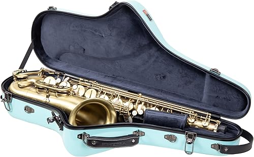 Miniatura 112 de Crossrock Funda recta para saxofón soprano de grado profesional, color azul zafiro, bloqueo TSA, protección Elite, correas desmontables