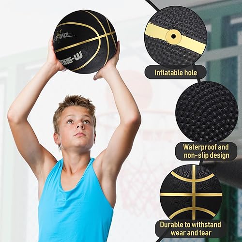 Miniatura 3 de Wettarn 6 pelotas de baloncesto de goma a granel tamaño 5 para niños, 27.5 pulgadas, baloncesto para exteriores, interiores, jóvenes, pelota oficial