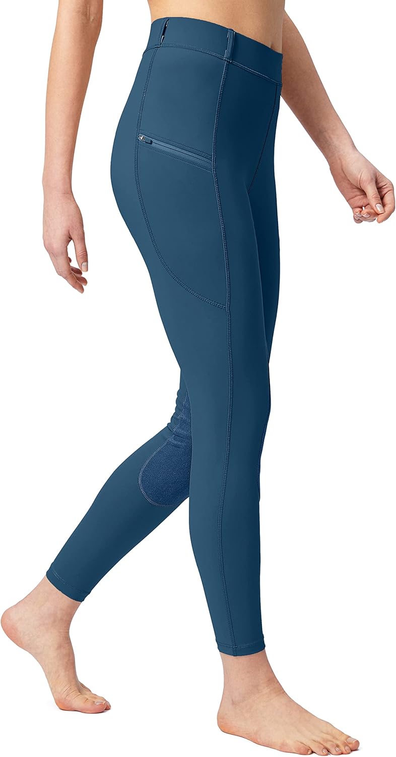 SANTINY Women's Horse Riding Pants with Zipper Pockets Knee-Patch Schooling Tights Equestrian Breeches for Women - Image 2