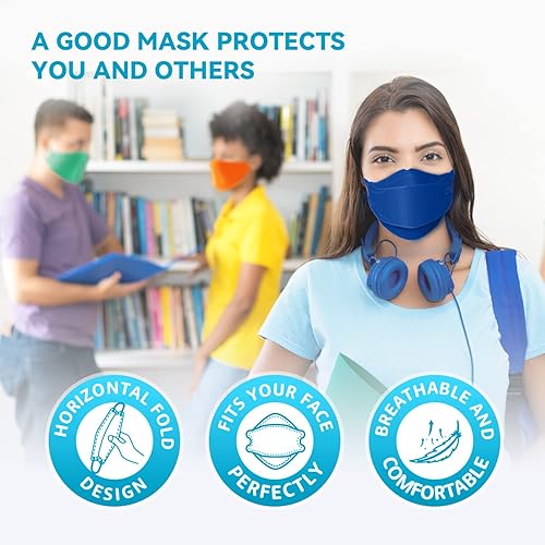 Miniatura 6 de Keangs - KN95 - Mascarillas para adultos y adolescentes, transpirables, protectoras, desechables, paquete de 50 unidades, multicolor