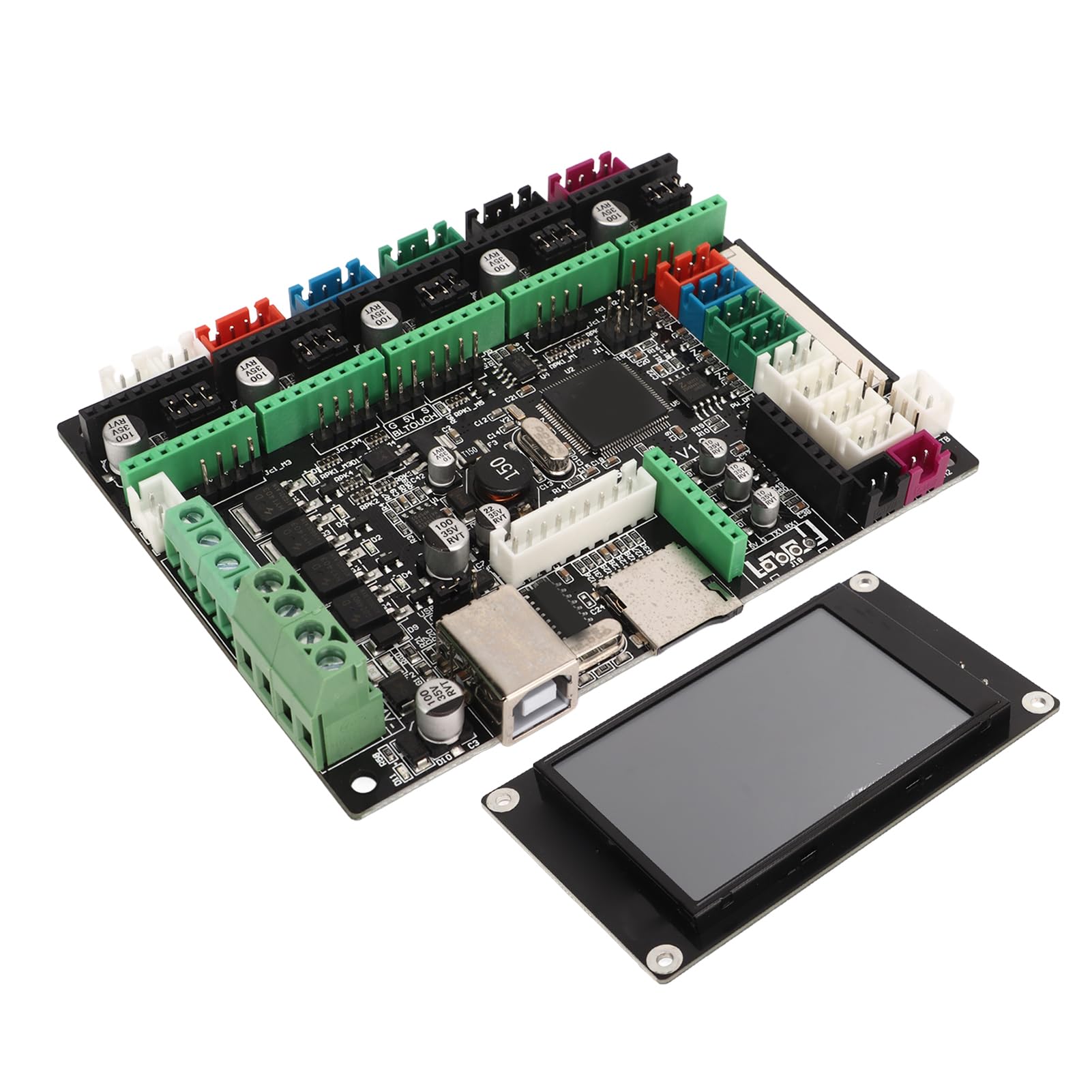 Kit de Carte de Commande D'imprimante 3D, Dissipation de Chaleur Efficace Mini Mini-panneau Continu intégré 32 Bits de Puce de Plibs de la Puce à Distance (Modèle avec écran
