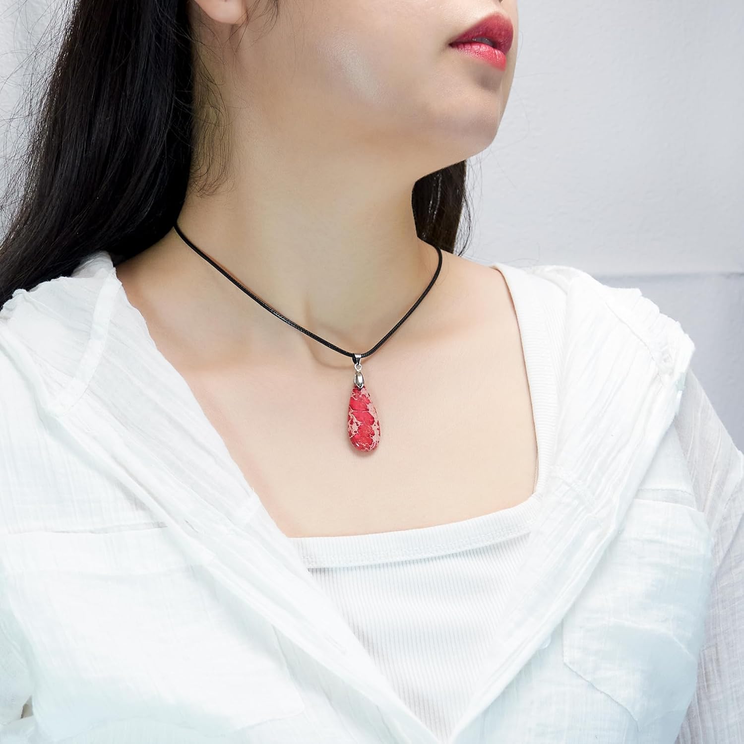 5 Pieces Natural Teardrop Imperial Jasper Pendant,Gemstone Charms for DIY Jewelry Making Necklaces, Bracelets, Earrings - Image 5