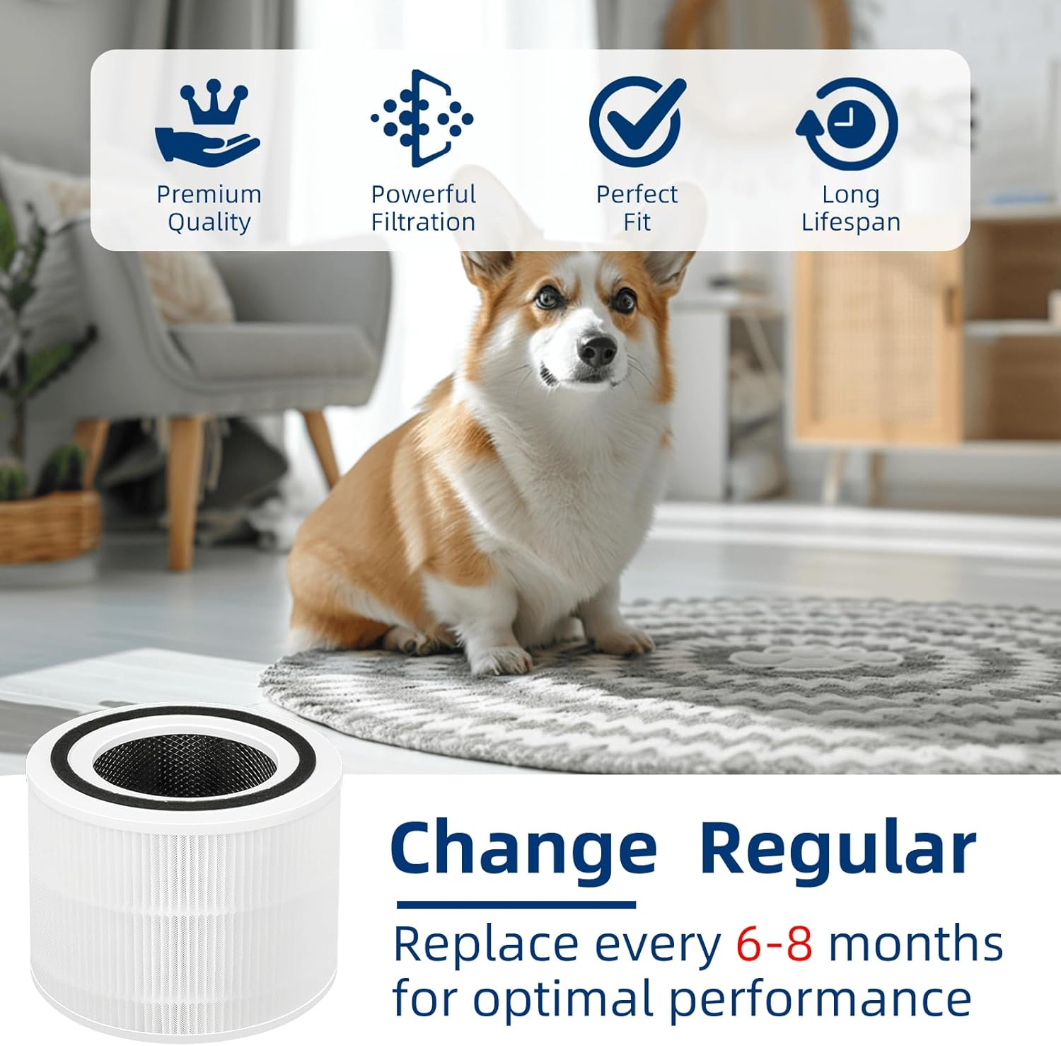 Core 300-P Replacement Filter for LEVOIT 300 Core 300 Air Purifier, 4-Pack, White, 3-in-1 Core 300-RF Efficient Filter by APPLIANCEMATES