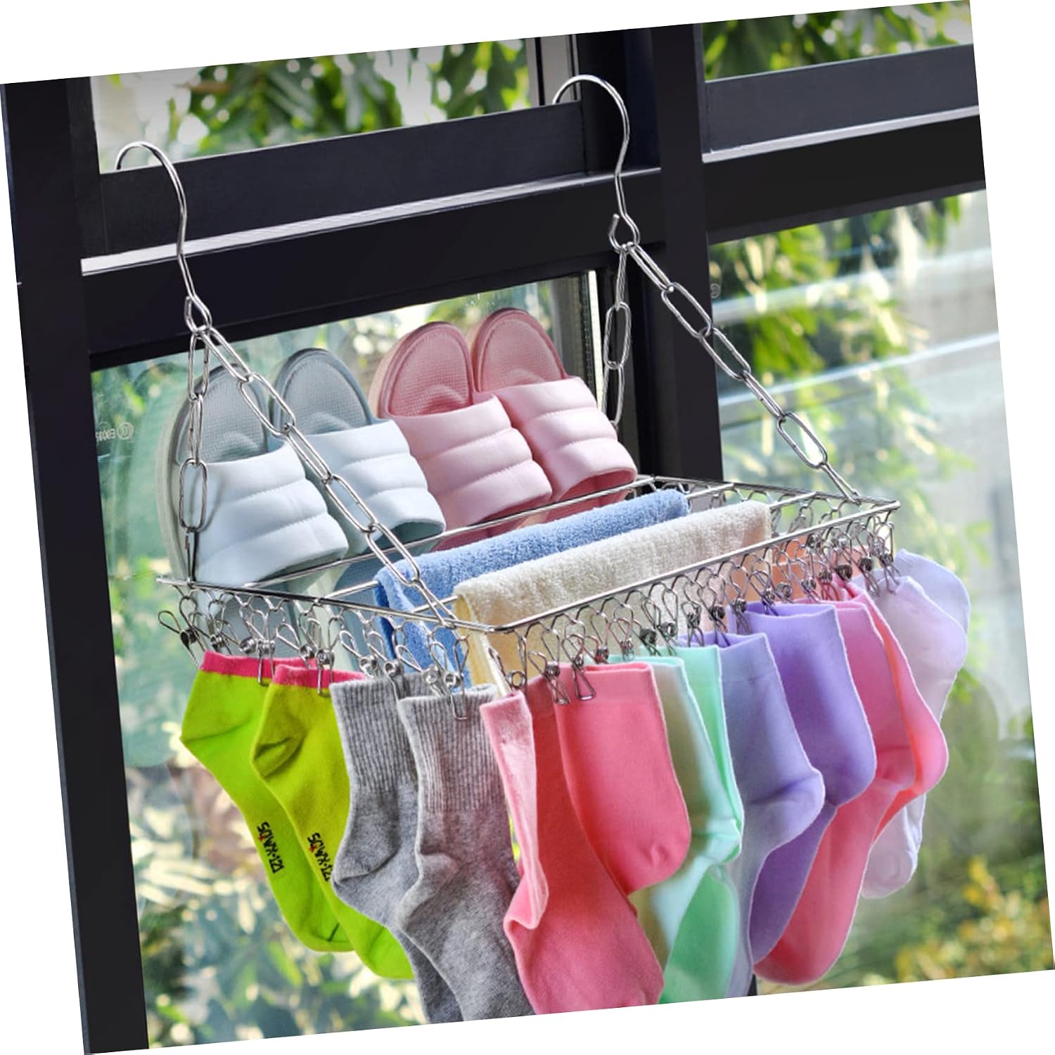 Multi-Functional Balcony Clothes Drying Hanging Folding Socks Pants Shoes
