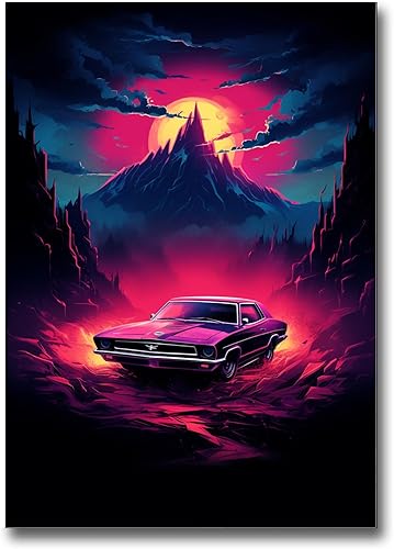 Unique Synthwave Style Retro Art, 80s style art, framed poster print, guest room art, cool living room art, poster Art, Wall Art