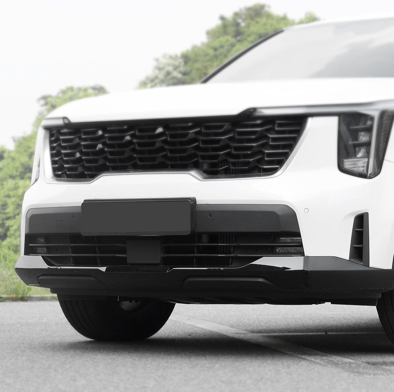 Car Front Bumper Upper Lower Grille,Car Rear Bumper Upper Lower Grille Cover Set Compatible with Kia Sorento 2024-2025 [PE] Accessories (Glossy Black Style)