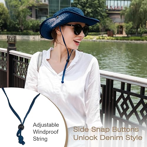 Miniatura 4 de Sombrero de pescador de ala ancha con protección UV, sombrero Boonie, sombreros de pesca, senderismo, safari, sombreros al aire libre para hombres y