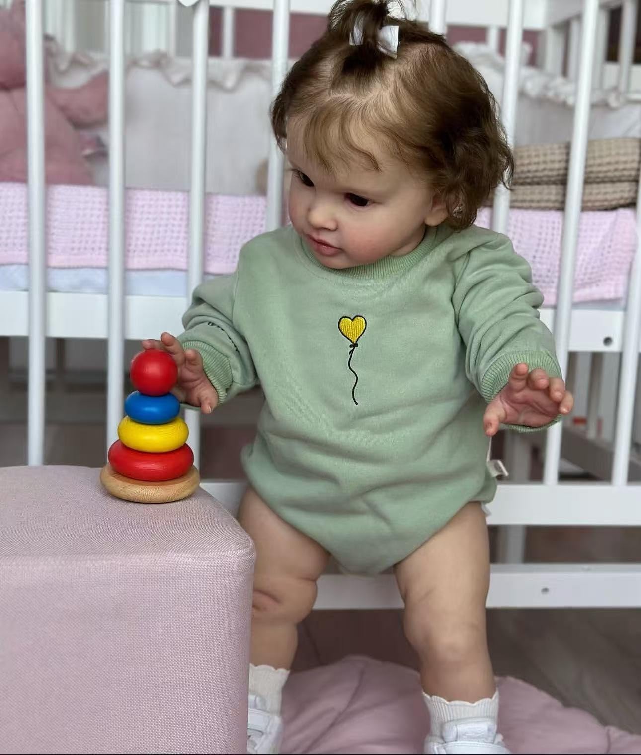 RXDOLL Realistische Reborn Kleinkind-Puppen Stehendes Mädchen 26 Zoll große Größe Reborn Babypuppen Weicher Vinyltuchkörper Lebensechte Kleinkindpuppe, die echt aussehen Babypuppe für Mädchen ab 3