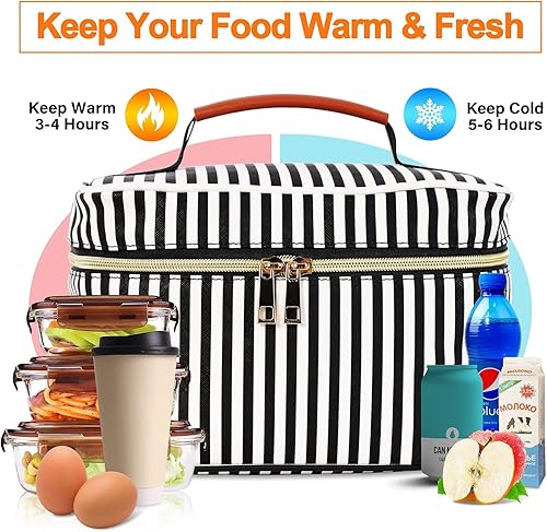 Miniatura 3 de MAXBA Large Opening Insulated Lunch Bag, Camping, Traveling, Outdoors, Team Building, Reusable Lunch Box Men Women Adults