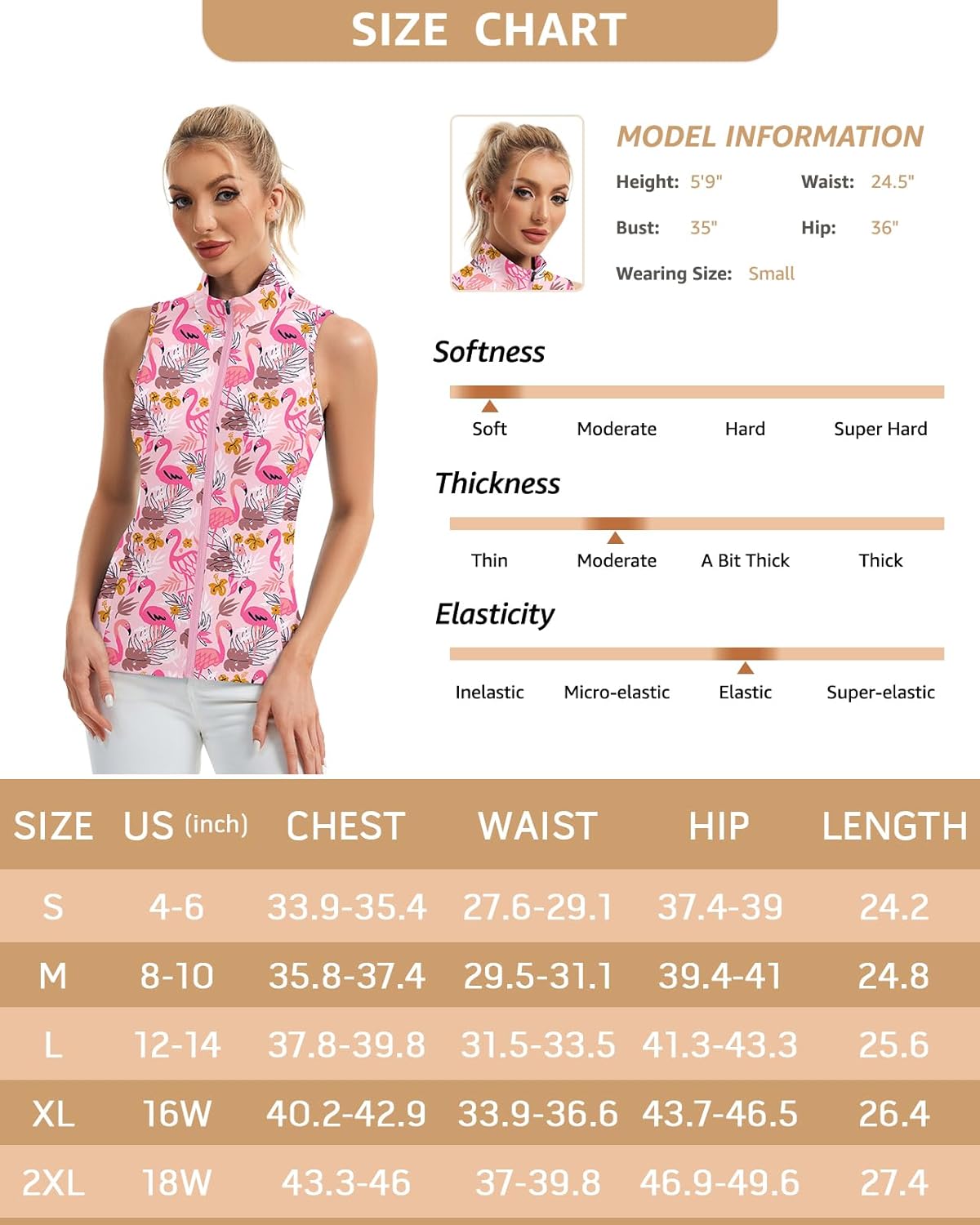 Soneven Womens' Sleeveless Golf Shirts Full Zip Golf Jacket Summer Causal Lightweight Vest for Hiking Workout - Image 7