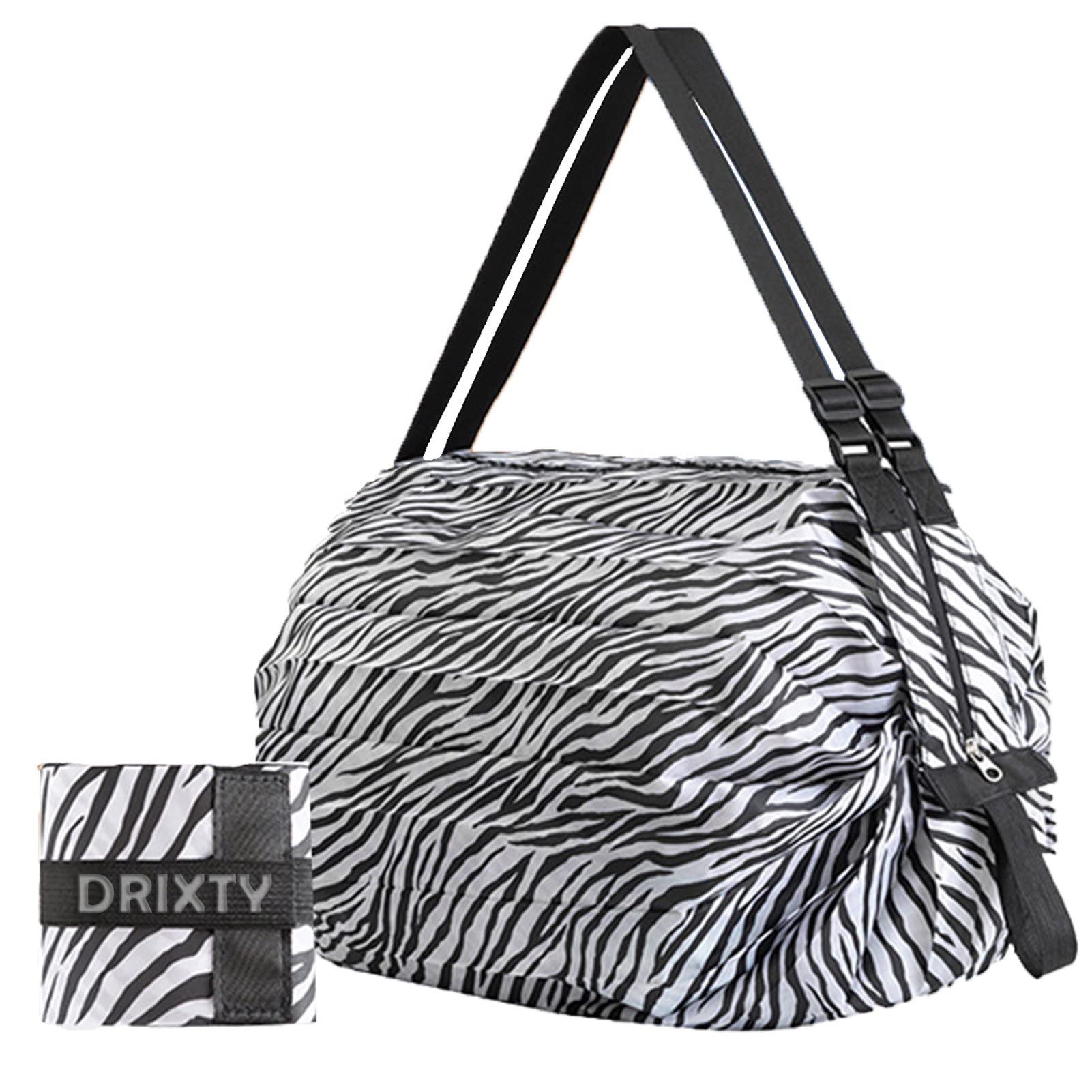 DRIZA Folding Supermarket Shopping Bag Waterproof Zipper Tote Handbag with Designer Pattern, Reusable. Roll and Compact. Lightweight Shoulder Travel Bag for Men and Women, Folds to Pocket Size (B0C4BH1KYH) Amazon Price History, Amazon Price Tracker