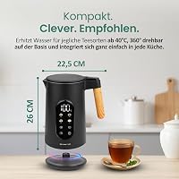 EMERIO Elektromos Vízforraló 1.7L Rozsdamentes Acél Dupla Falú Hőmérséklet Szabályozás 6