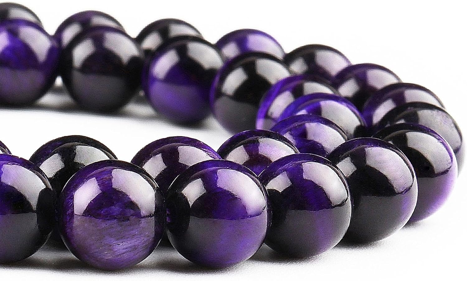 Natural Purple Tiger Eye Beads for Jewelry Making - Stone Beads Gemstone Beads for Bracelets, 6mm Crystal Round Loose Beads(58-60pcs, 6mm, Purple Tiger Eye)