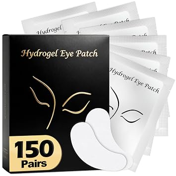 150 Pairs Eye Pads Lash Extensions, Lint Free Gel Pads, Natural Hydrogel Eye Patch, Under Eye Pads for Lash Extensions Supplies & Beauty Tools