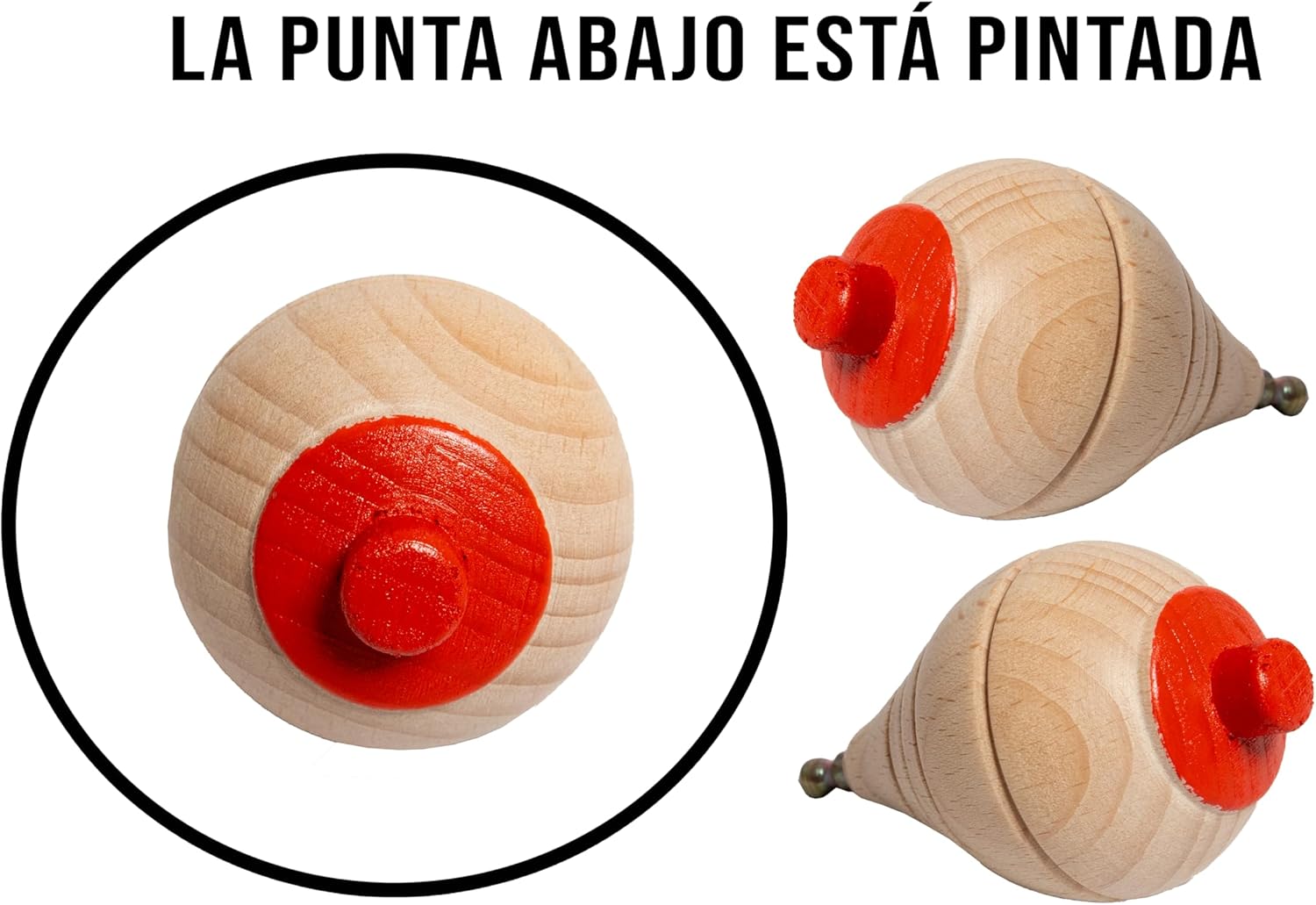 Children's Classic Wooden Spinning Top with Rope – Manual Set for Children with Rotating Tip – Pack of 1/2/4/6/8/12/16/24 – Classic Wooden Top – Spinners Perinola (4 spinning tops)