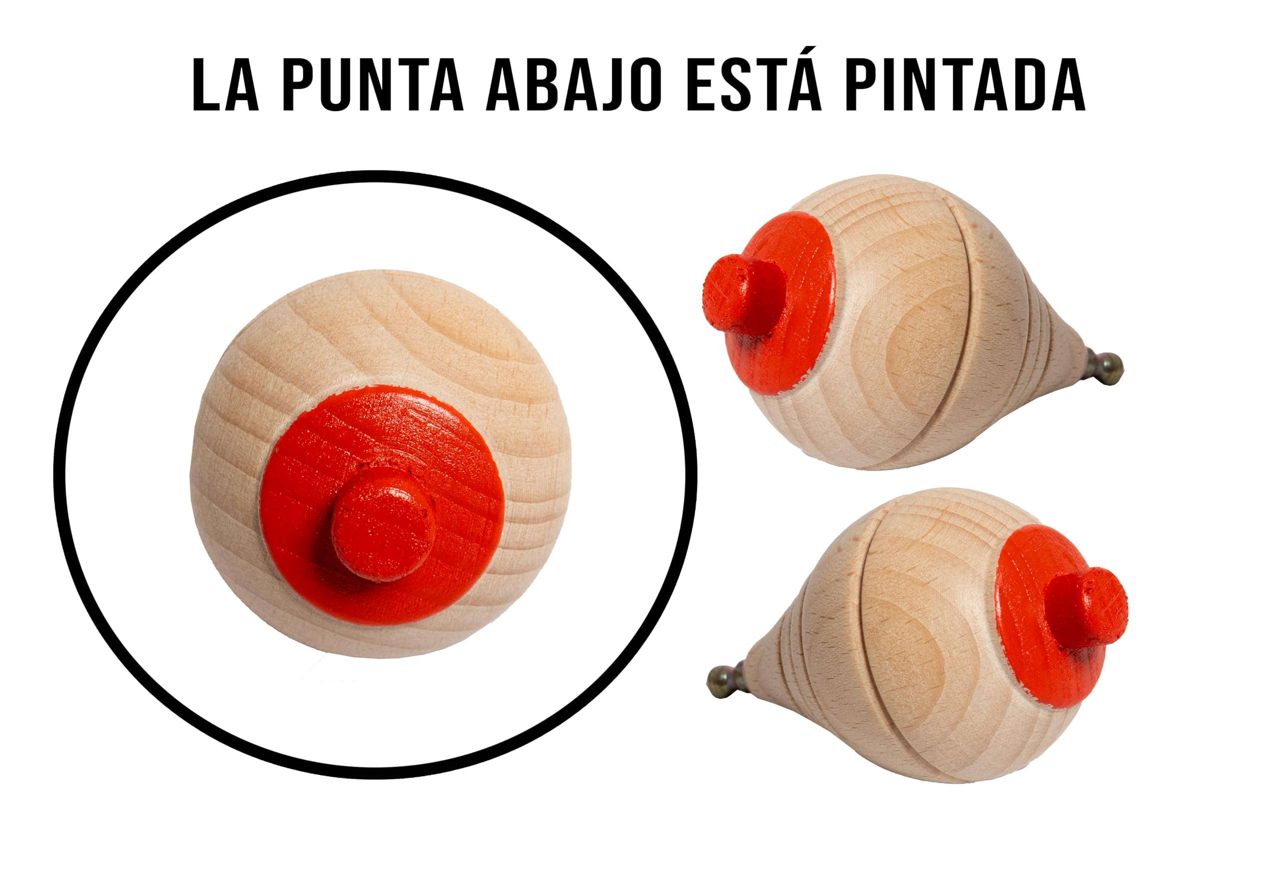 Peonzas niños de Madera clásica Colores Surtidos con Cuerda - Juego Manual para niños con Punta giratoria - Pack a Elegir 4/8/16/24 - Surtido de Colores peonza Trompo Spinners Perinola (24und