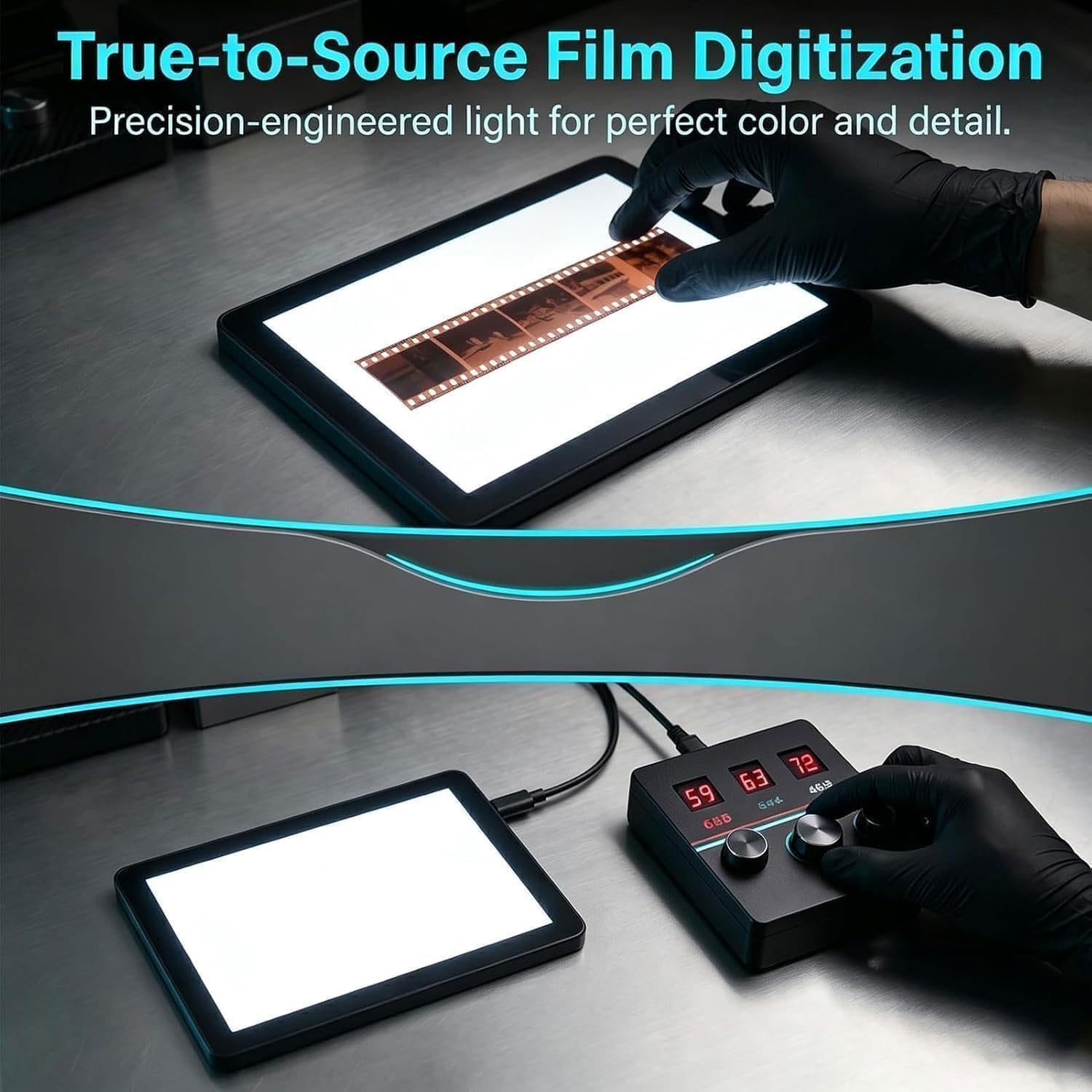 Table Lumineuse pour Diapositives Rvb, Scanner De Négatifs, Plateau Lumineux LED 130 X 180 Mm, avec Molette De Réglage Individuel des Couleurs Rvb, pour La Numérisation De Diapositives Et De