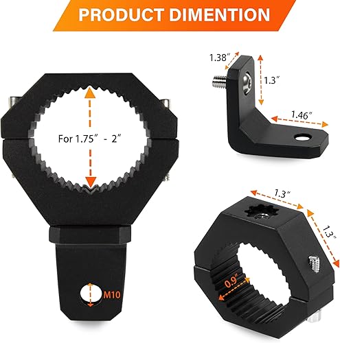 Miniatura 20 de Soporte de barra de luz para motocicleta, soporte de montaje de bicicleta de motocicleta de 1.2 pulgadas, abrazadera de soporte de barra de toro