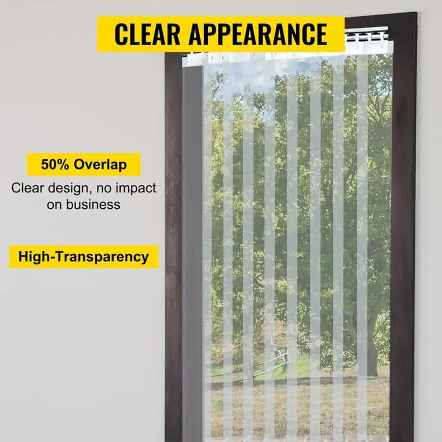 Plastic Strip Door Curtain Clear PVC Curtain Strips Wind and Sound Insulation for Pavilions, Gardens, and Cold Storage Rooms (Color : Clear, Size : 195x90cm)