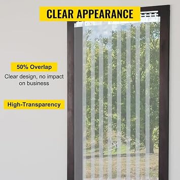IBOWZ Freezer Room PVC Strip Curtain PVC Door Curtain Transparent PVC Strip Door PVC Material 1.2mm Multifunctional Plastic Door Curtain