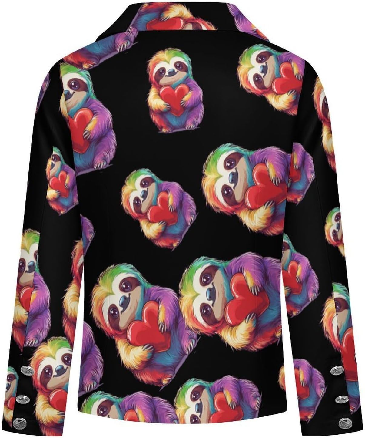 Colorful Sloth Heart Women's Blazer Long Sleeve Suits Business Casual Blazers Jackets Lapel Open Front Suit