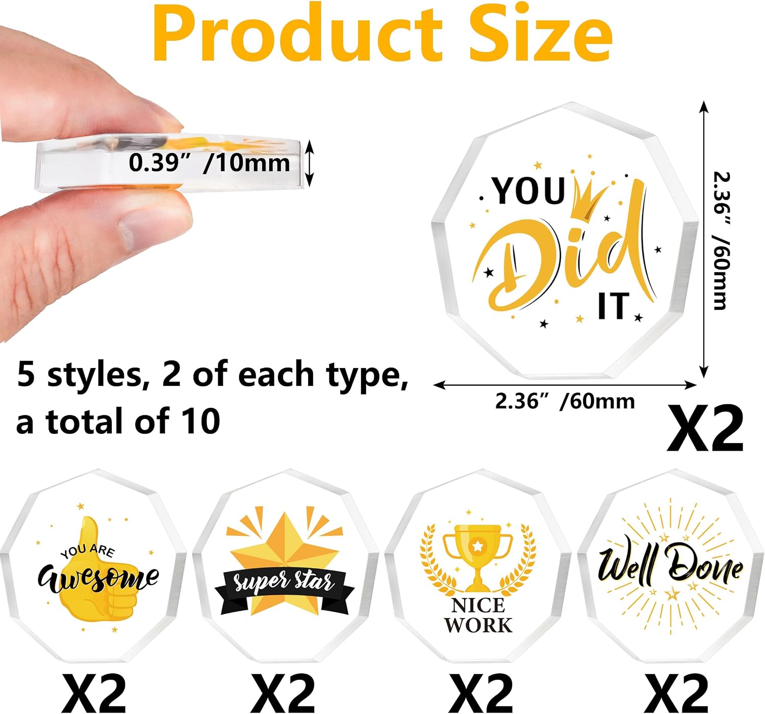 10 Pcs Appreciation Acrylic Award Acrylic Trophies Award Gift Acrylic Thank You Award Gift Awards Sports Rewards for Adults and Kids Employee Party Office Classroom Decorations