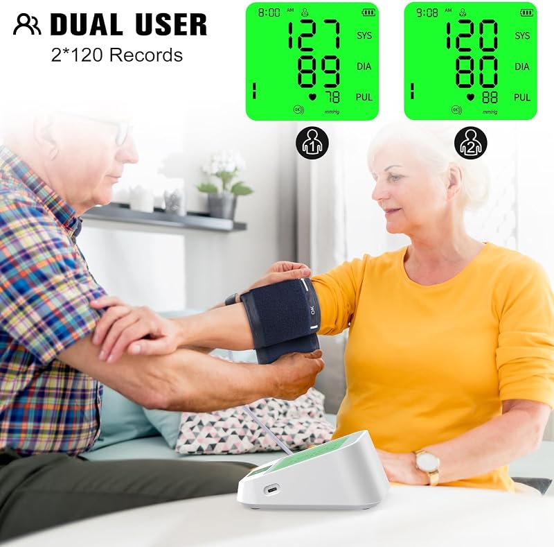 KKmier Felkaros Vérnyomásmérő Automata Nagy Kijelző 22-42cm Mandzsetta Kétfelhasználós