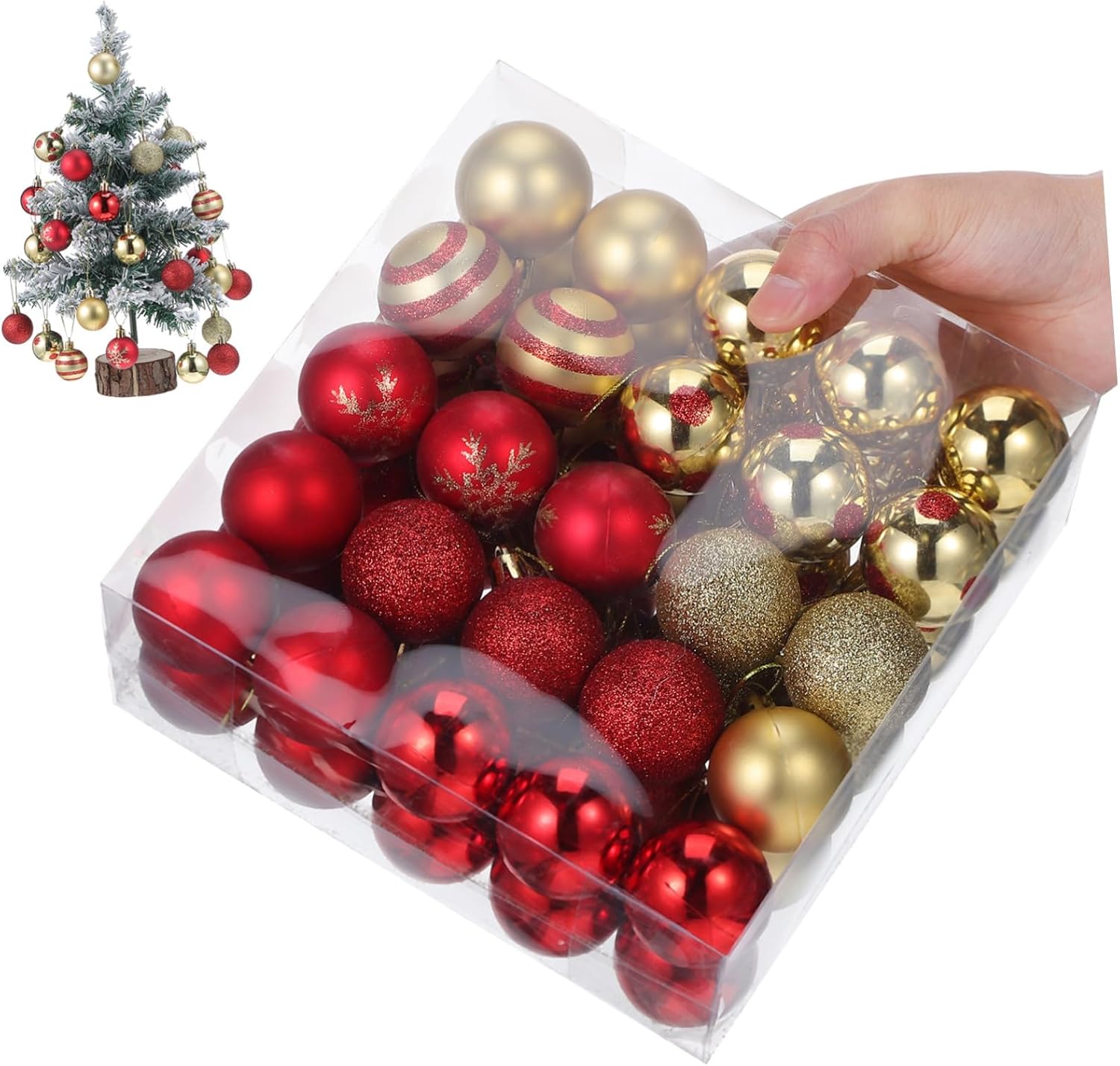 50 Pcs Shatterproof Christmas Ball Ornaments Bulk Non-breakable Plastic Xmas Tree Decorations with
