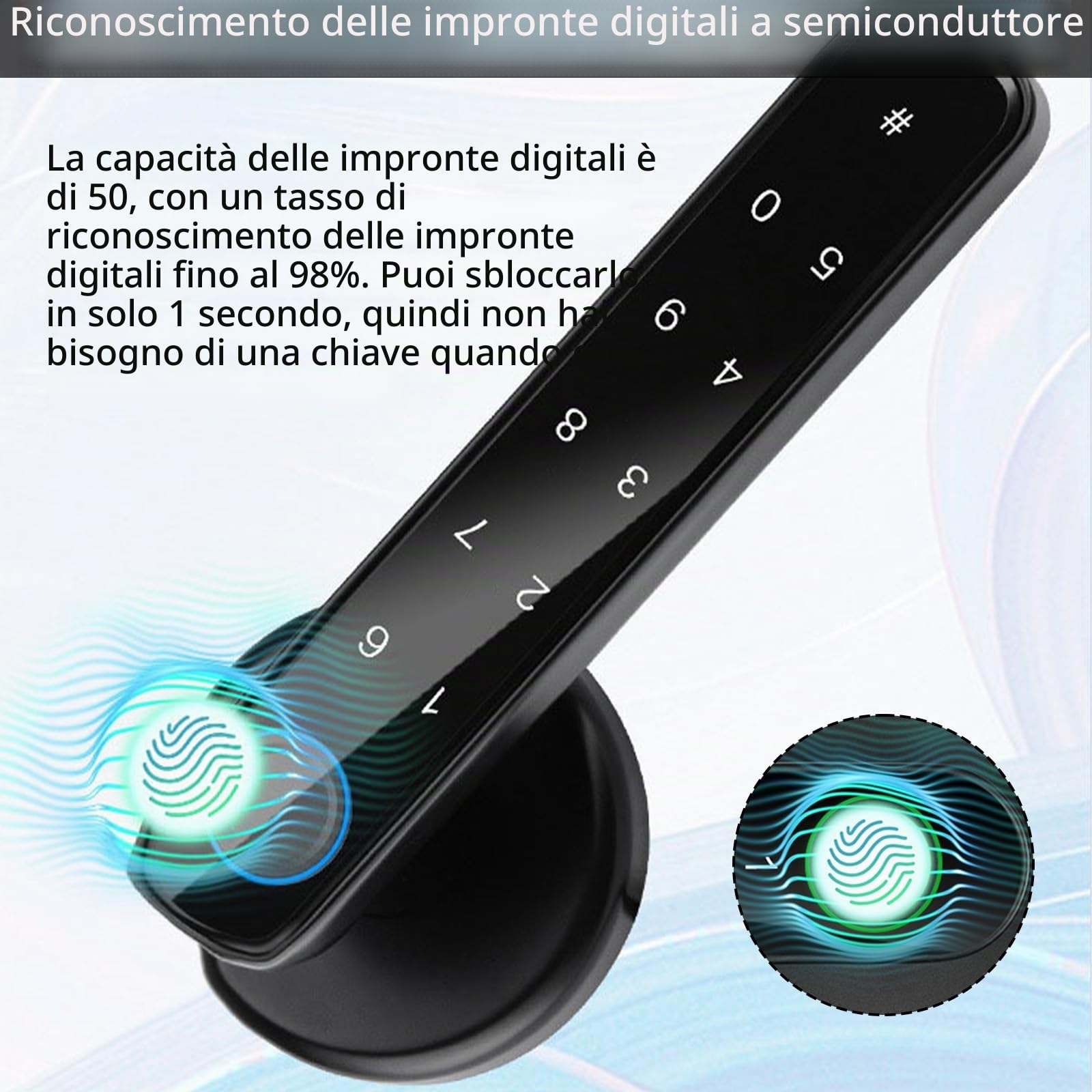 Serratura Intelligente per Porta, Maniglia Della Porta Con Impronta Digitale Serratura Elettrica con Tastiera Touch maniglia Intelligente Automatica con Controllo APP Sblocco Remoto
