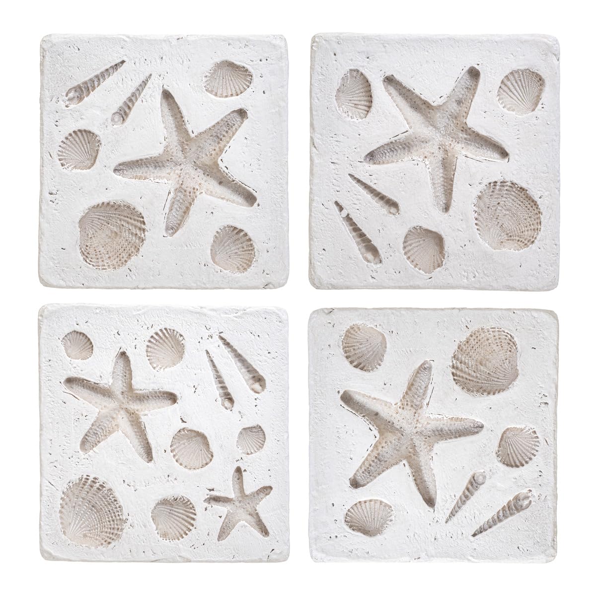 Sass & Belle Multicolor Shell Imprint Coasters - Set Of 4