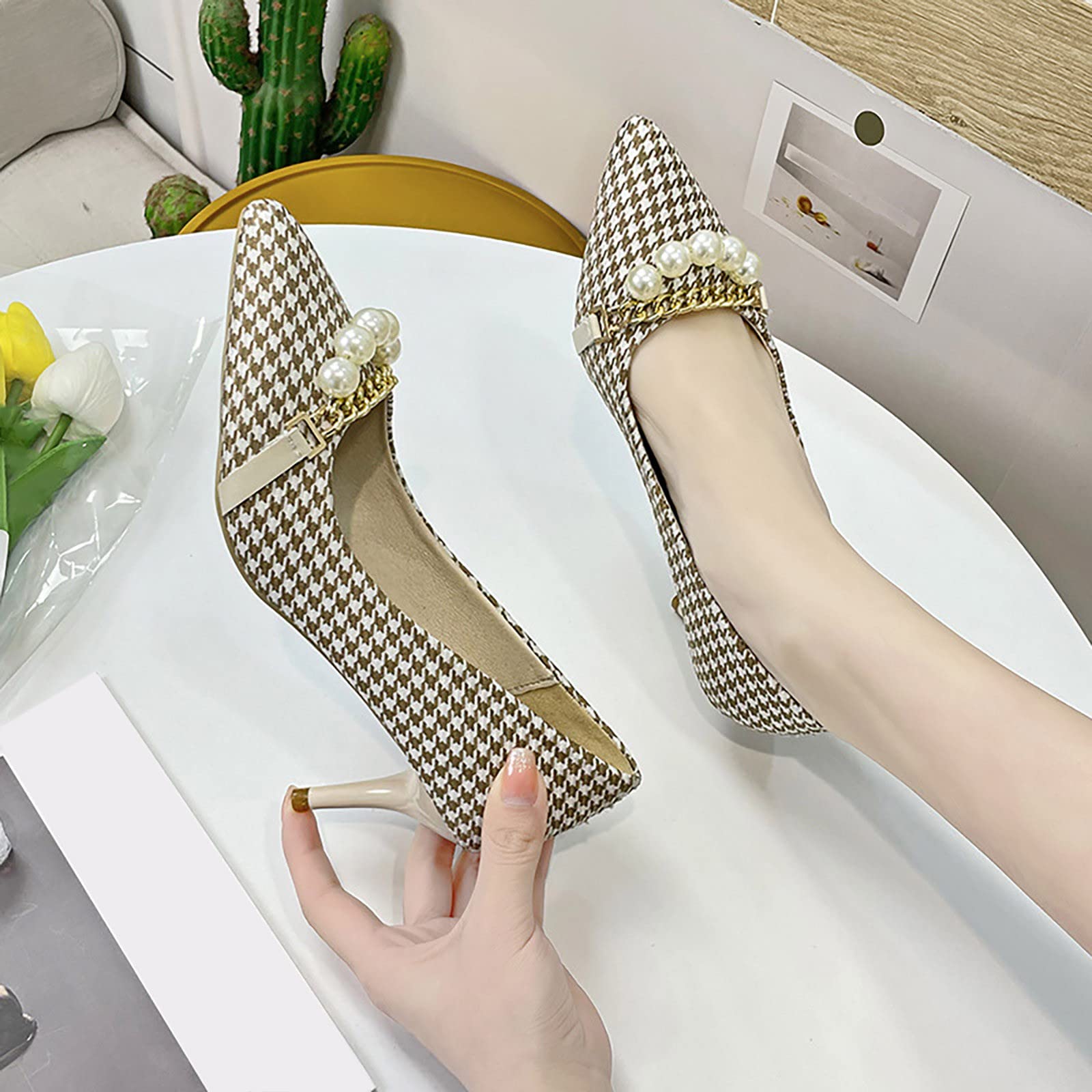 Scarpe con tacco alto da donna con tacco a spillo, comode scarpe alte | Eleganti scarpe da lavoro con punta a punta, tacco alto, scarpe da sposa per ufficio e feste