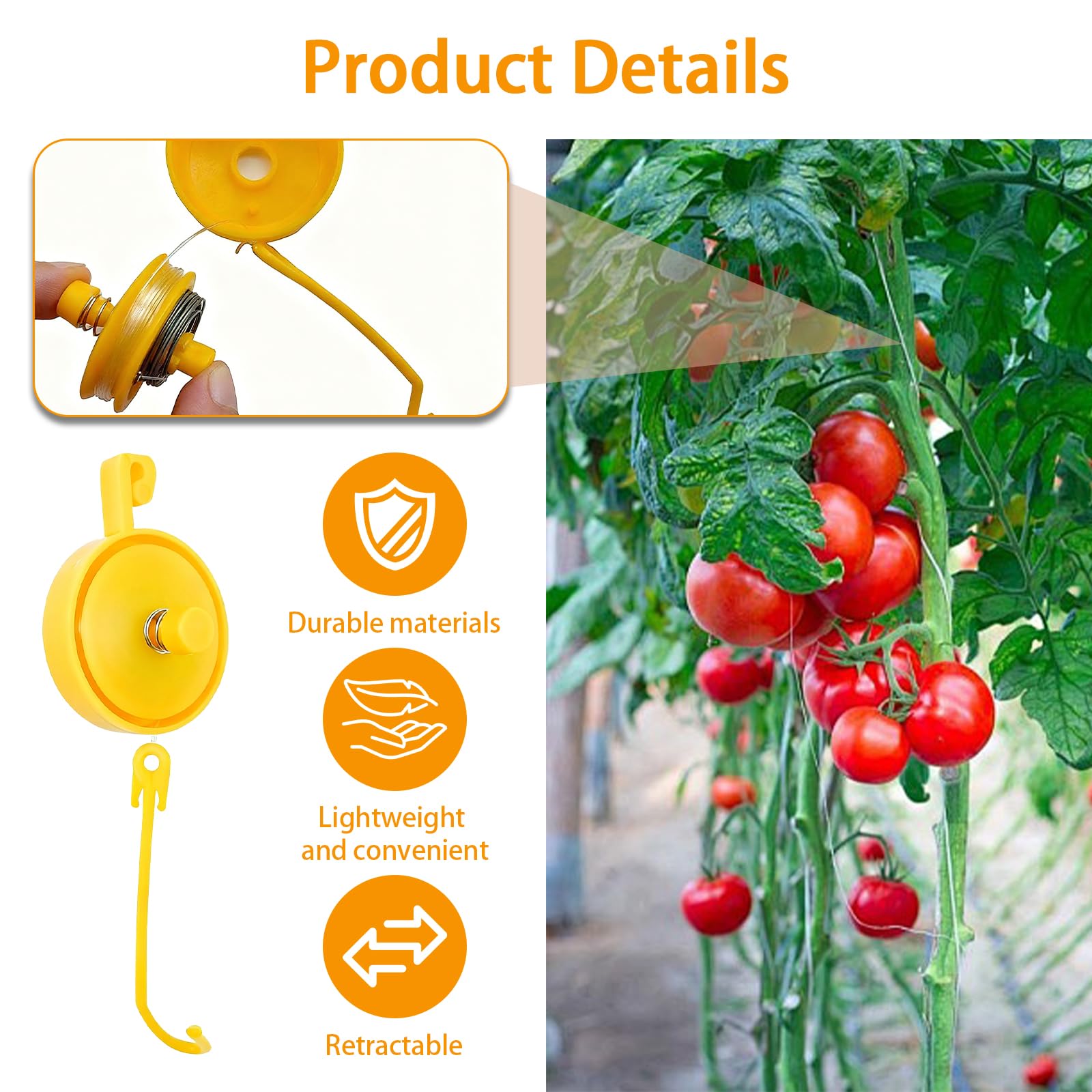 BRGD 30 Stück Plant Yoyo Grow Hanger with Stopper, Verstellbare Indoor Plant Support Yoyo für Monstera, Hortensien, Tomaten, Optimales Wachstum
