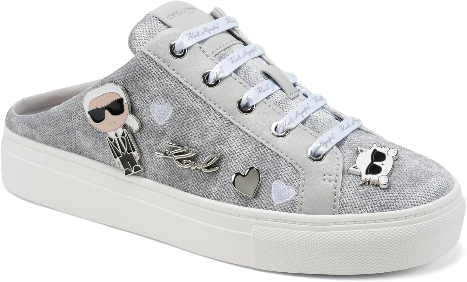 Karl Lagerfeld Womens Cambria Slip on Sneaker Mule with Pins