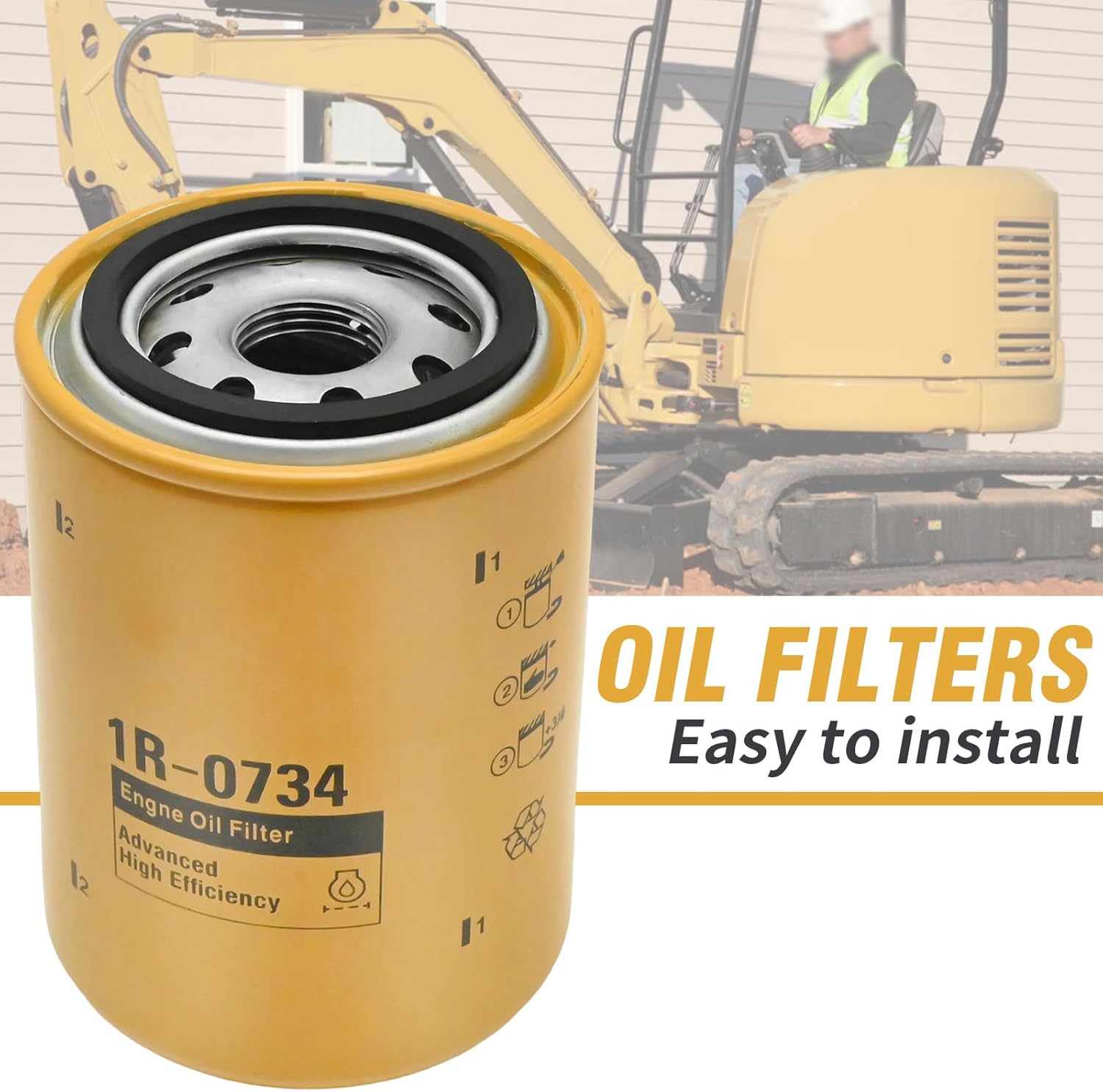 EATAKWARD 1R-0734 Oil filter, Replacement for Caterpillar 301.5 Excavator, Replaces P555680