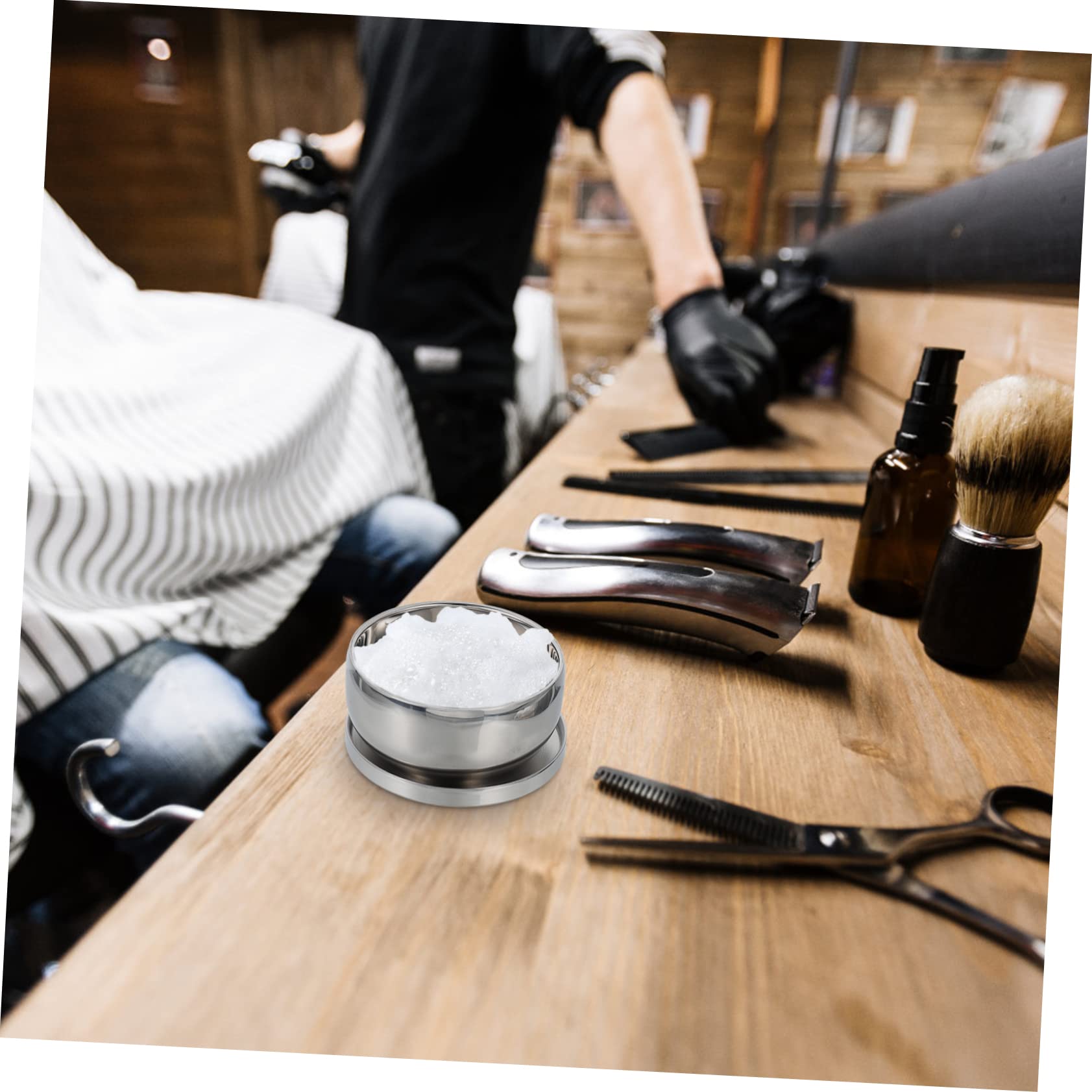 VICASKY 1Pc Stainless Steel Simple Shaving Bubble Bowl with Lid Practical Foaming Container for Men Durable Shaving Soap Holder for Traditional Wet Shaving