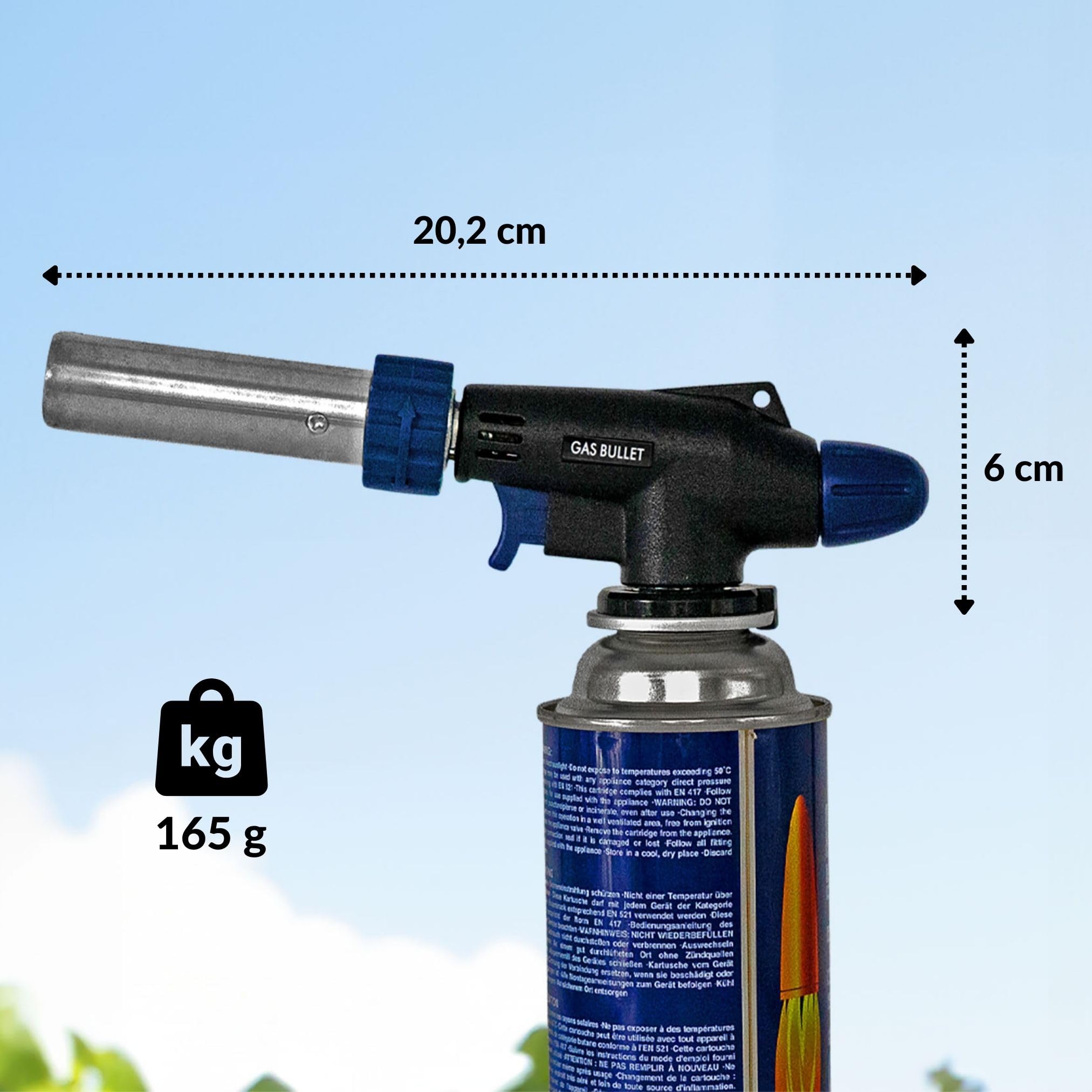 Lötbrenner 360° für Unkrautbrennen, Löten, Flambieren, DIY Projekte | geeignet für Bajonett Ventil Kartuschen (227g) | Schweißbrenner, Bunsenbrenner (Lötbrenner + 28 Kartuschen)